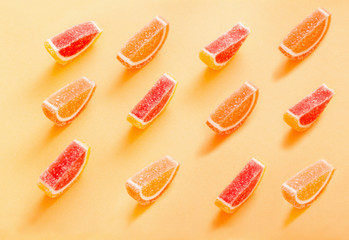 marmalade sweets on colored background
