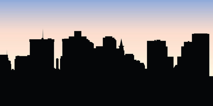 Skyline silhouette of the city of Boston, Massachusetts, USA