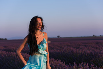 woman portrait in lavender flower field