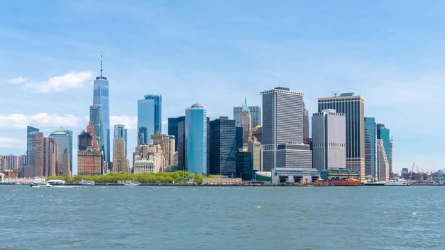 Timelapse video of Lower Manhattan skyline in daytime