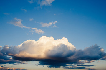 Rain clouds against blue sky. Concept weather forecast