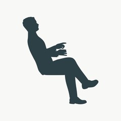 An illustration of man in sitting pose on chair. Side view
