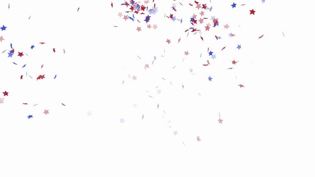 Blue, red and white star confetti - seamless looping, alpha channels and 4K