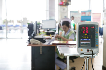 Automatic Blood Pressure Monitor in hospital.