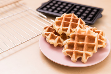 Obraz na płótnie Canvas Homemade baked waffle