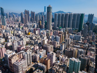 Fototapeta premium Top view of Hong Kong city
