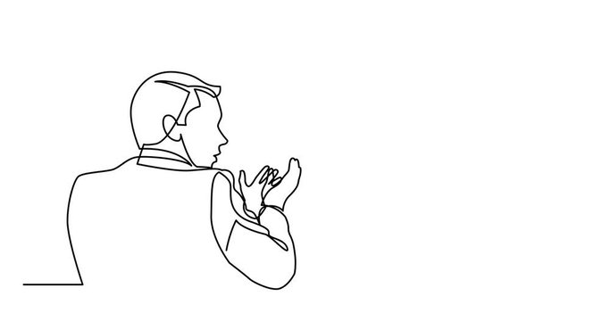 Animation of continuous line drawing of two men talking