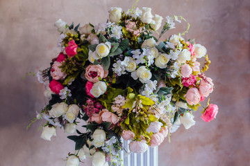 Large bouquet made of different kind of artificial flowers