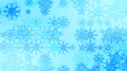 Abstract background with a variety of colorful snowflakes. Big and small.