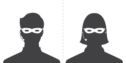 avatar head profile silhouette call center thief mask male and female picture