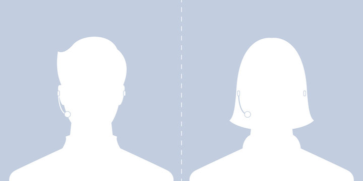 avatar head profile silhouette call center male and female picture