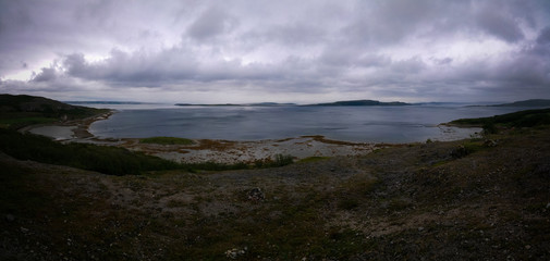 Fototapeta na wymiar landscape view to Porsangerfjorden near Stabbursnes, Finnmark, Norway