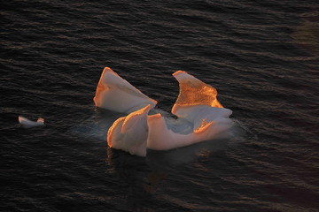 A colorful sunset near the coast of eastern Greenland.