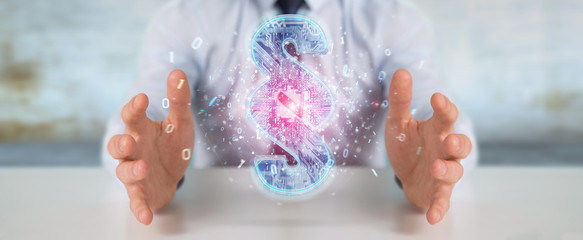 Businessman using 3D rendering digital paragraph law symbol