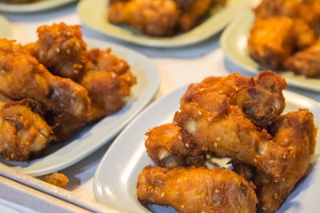 Fried Chicken in White Plate Sold in the bazaar