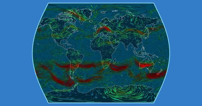 Wind speed over the Earth's surface. Times Atlas projection. SVS/GSFC/NASA dataset ID: 4240