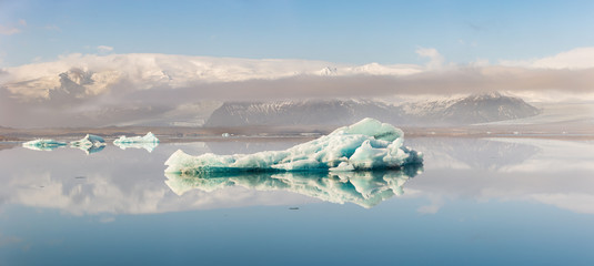 Beautiful view of iceberg at Jokulsalon glacier lagoon in Iceland.