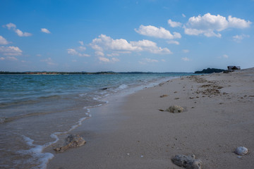 Beautiful beach under the blue sky