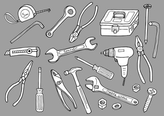 Fototapeta premium 工具のイラストセット（背景白）