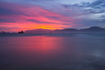 Colorful sunset in the beach