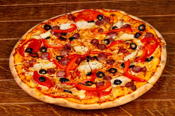 Pizza with sausages