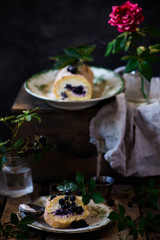 Blackberry cheesecake swiss roll with cream cheese
