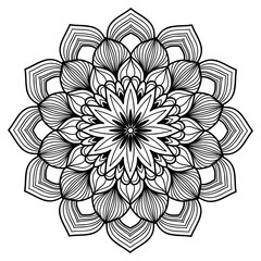 Mandala flower freehand drawing vintage style decorative elements isolated on white background for...