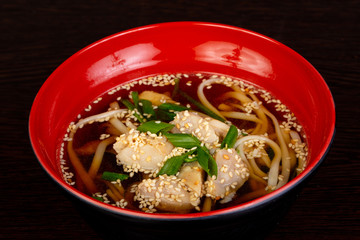Miso soup with salmon