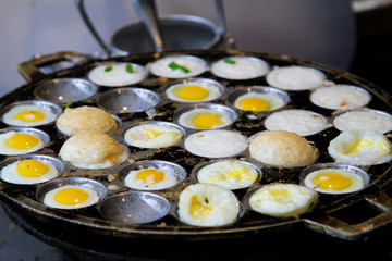 Thai Desserts Quail eggs in a tray Custard Egg