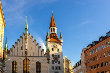 Marienplatz town hall in summer at Munich Germany
