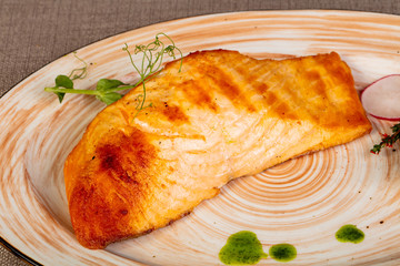 Grilled salmon steak