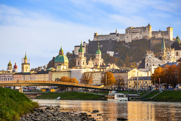 Fototapeta na wymiar Hohensalzburg castle skyline in summer ,Salzburg Austria