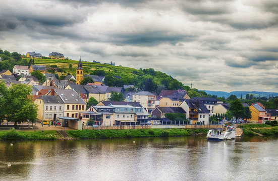 Oberbillig is the German town, view from a River 