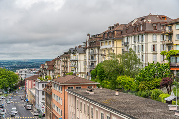 Switzerland, Lozanna cityscapes and rooftops - obrazy, fototapety, plakaty