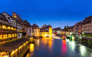 Fototapeta na wymiar La petite france alsace in summer twilight , Strasbourg France
