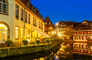 Fototapeta na wymiar La petite france alsace in summer twilight , Strasbourg France