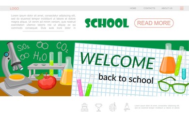 Flat School Time Landing Page Template