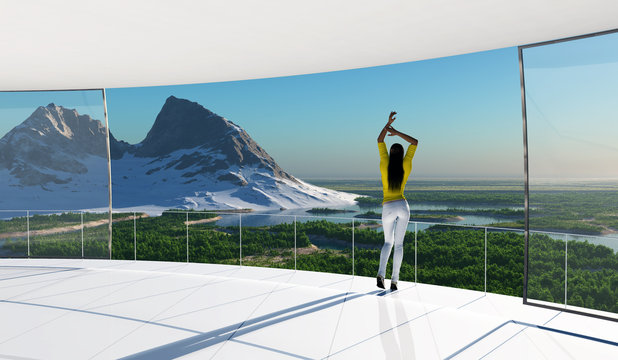 Fototapeta Landscape in the window.