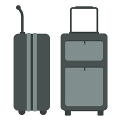 Travel Bags with side and front view. Flat color style. Vector illustration.