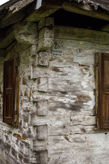 Corner of old wooden village house