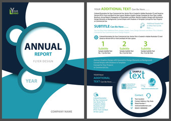 Annual Report Template with Geometric Shapes on White Background - Layout for Flyer or Brochure and More, Vector Illustration