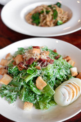 Caesar salad plate with cheese and croutons