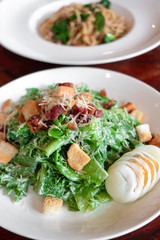 Caesar salad plate with cheese and croutons