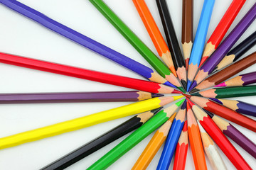 Fototapeta premium Spiral of colored pencils for painting