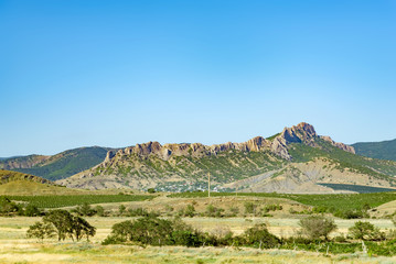 summer landscape with hills and rocks, Crimea