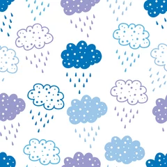 Behang Happy clouds. Vector. Kids seamless pattern can be used for wallpaper, pattern fills, web page background, surface textures. © vyazovskaya