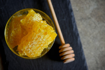 Fresh Honeycomb in glass