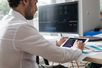 Financial Manager Using a Tablet