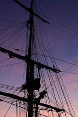 Obraz premium Tall Ships Sunrise, Charlestown Harbour, Cornwall