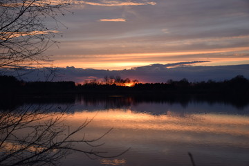 Obraz premium lake with sunset